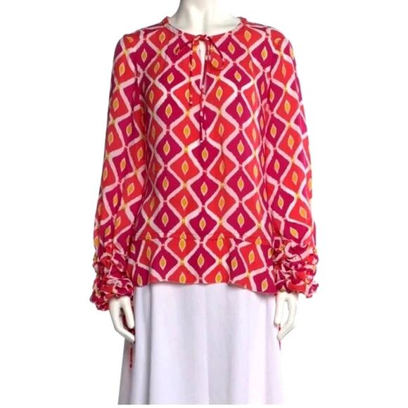 Tory Burch Silk Printed Blouse Size 4 - Picture 1 of 10